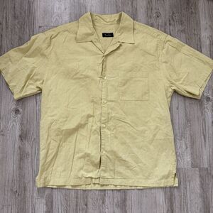 True Grit Camp Shirt Mens XL Yellow Gingham Check Short Sleeve Button Up